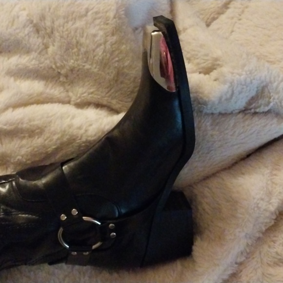 NEW! Never worn! Black Vegan Leather Silver toe Boots ! - Picture 3 of 9